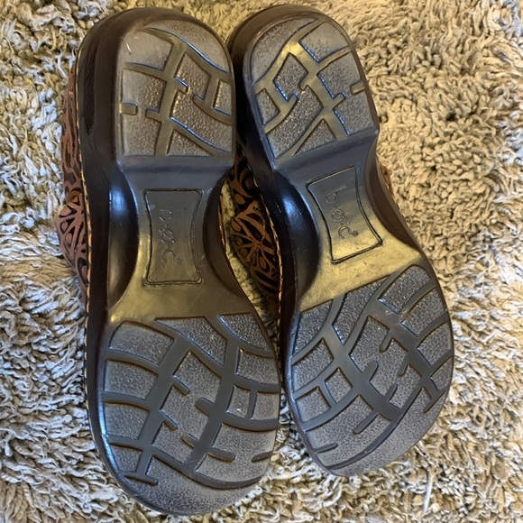 BOC by BORN Peggy Leather Slip On Clog Women 8M Brown Embossed Comfort - Picture 4 of 6